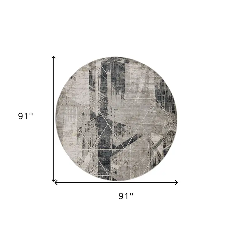 8' X 8' Gray Geometric Area Rug