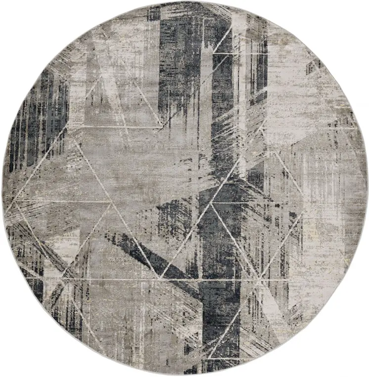 8' X 8' Gray Geometric Area Rug