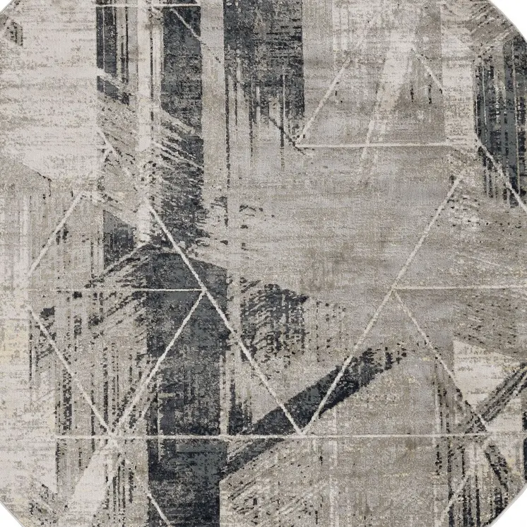 8' X 8' Gray Geometric Area Rug