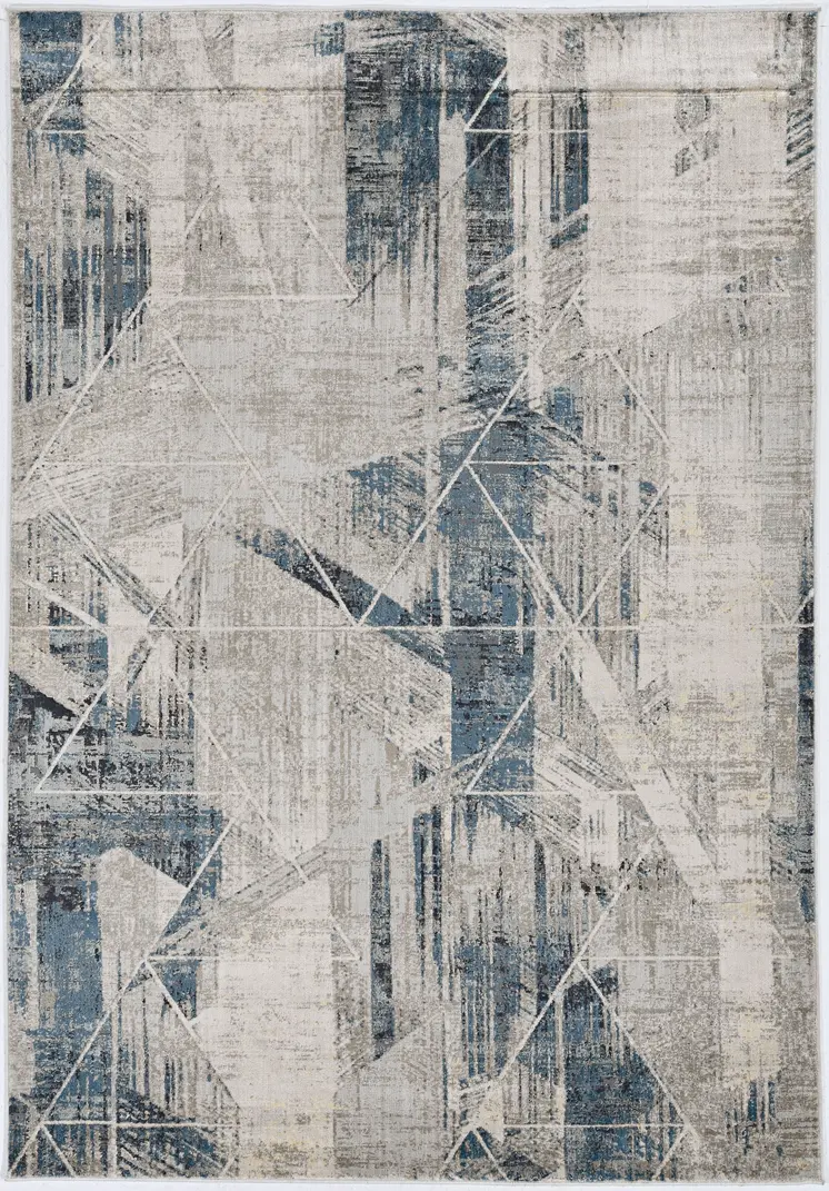 5' X 8' Blue and Gray Abstract Area Rug