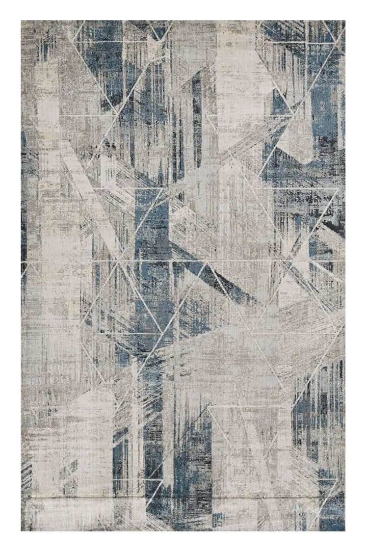 5' X 8' Blue and Gray Abstract Area Rug