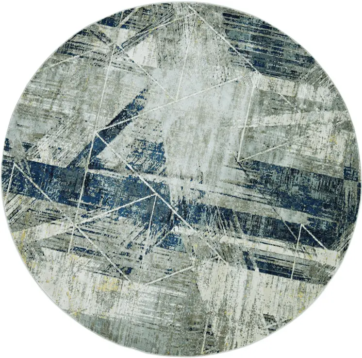 8' X 8' Blue and Gray Area Rug