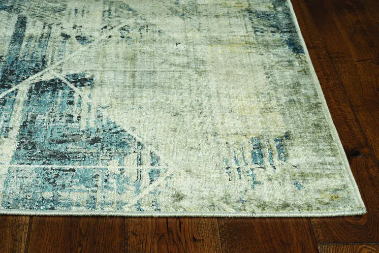 8' X 8' Blue and Gray Area Rug