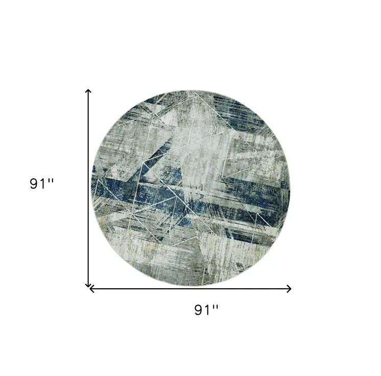 8' X 8' Blue and Gray Area Rug