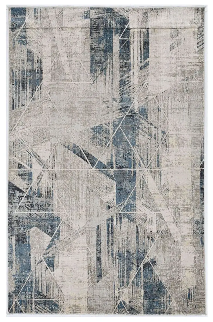 9' X 13' Blue and Gray Abstract Area Rug