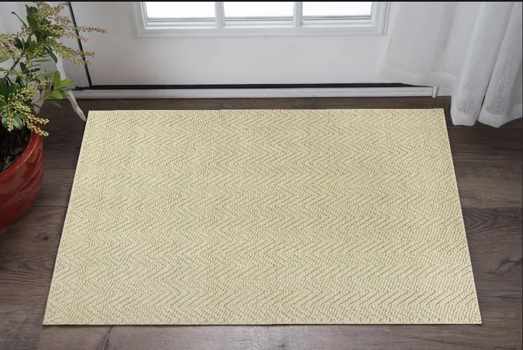 2' X 4' Ivory Chevron Hand Woven Area Rug