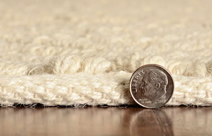 7' Ivory Jute Chevron Hand Woven Runner Rug