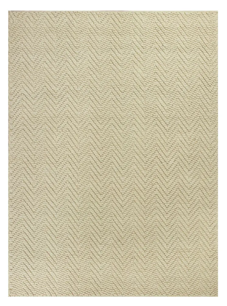 7' Ivory Jute Chevron Hand Woven Runner Rug