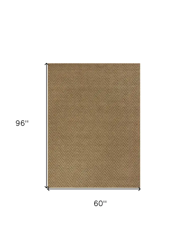 5' X 8' Natural Jute Chevron Hand Woven Area Rug