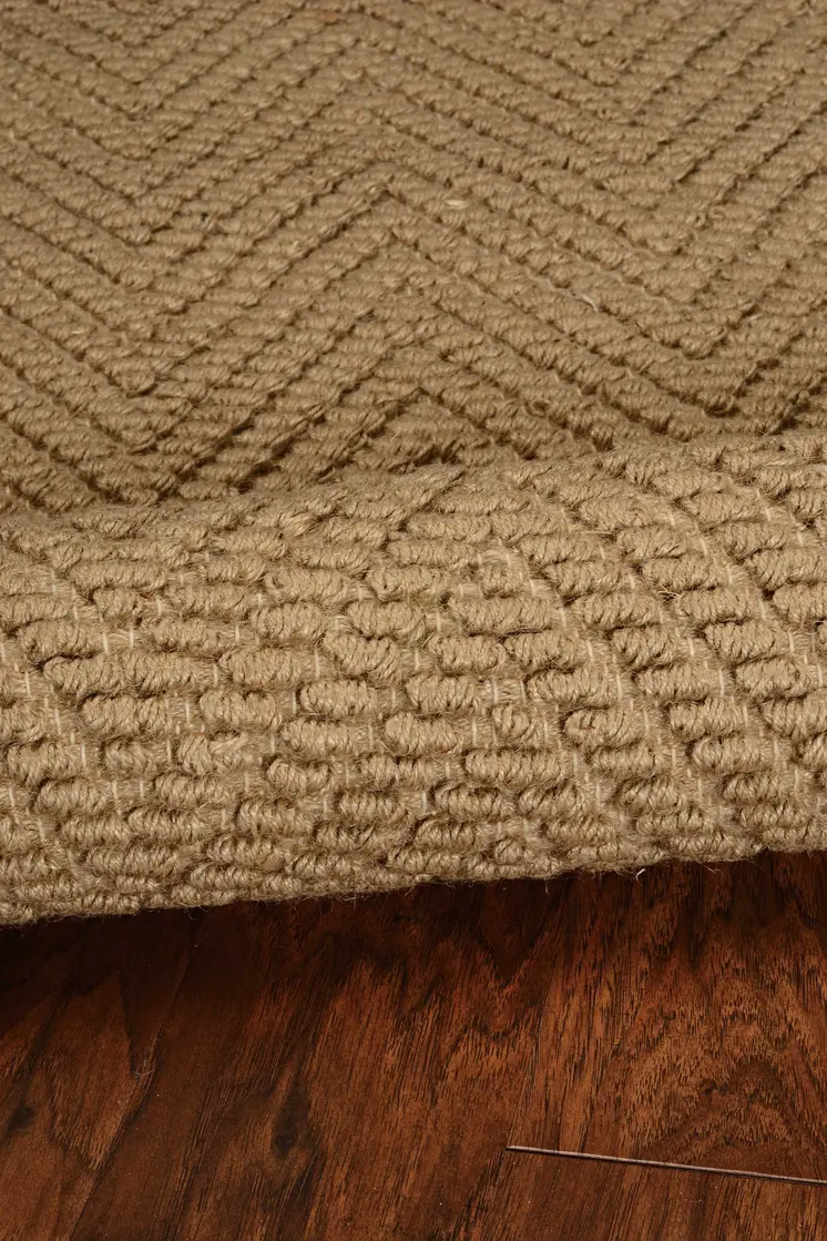 5' X 8' Natural Jute Chevron Hand Woven Area Rug