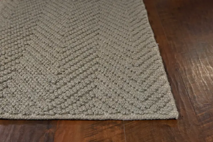 2' X 4' Gray Jute Chevron Hand Woven Area Rug