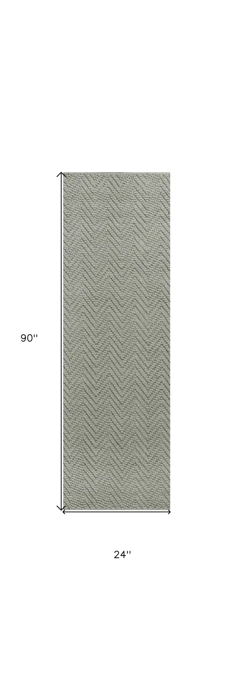 7' Gray Jute Chevron Hand Woven Runner Rug