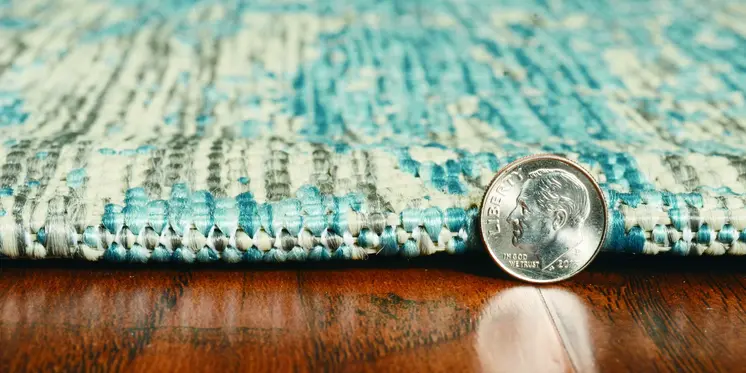 5' X 8' Teal Blue Abstract Indoor Outdoor Area Rug