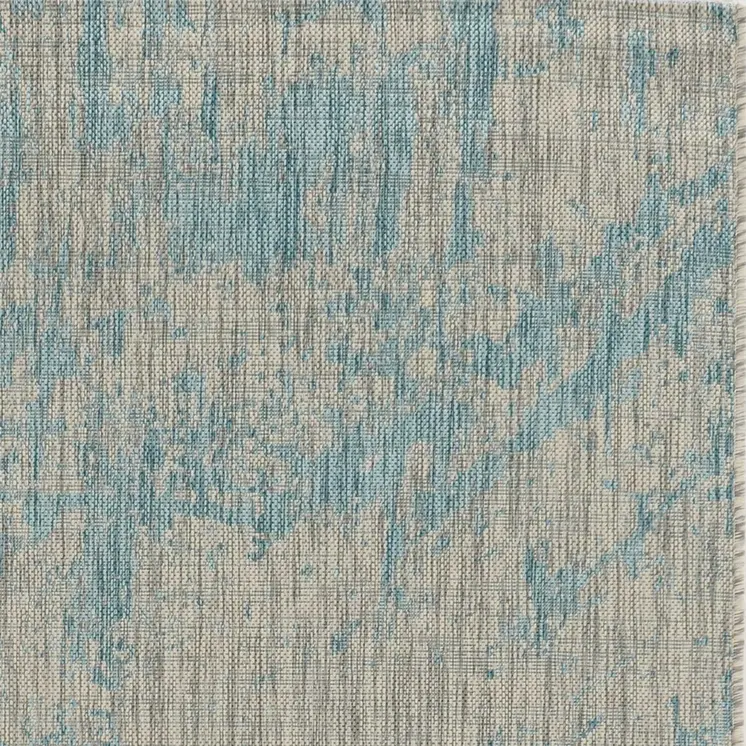 5' X 8' Teal Blue Abstract Indoor Outdoor Area Rug