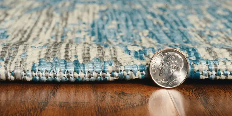 8' X 11' Teal Blue Abstract Indoor Outdoor Area Rug