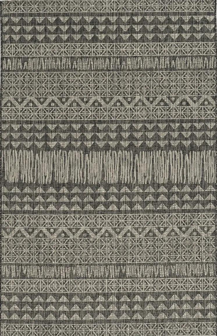 8' X 11' Charcoal Southwestern Indoor Outdoor Area Rug