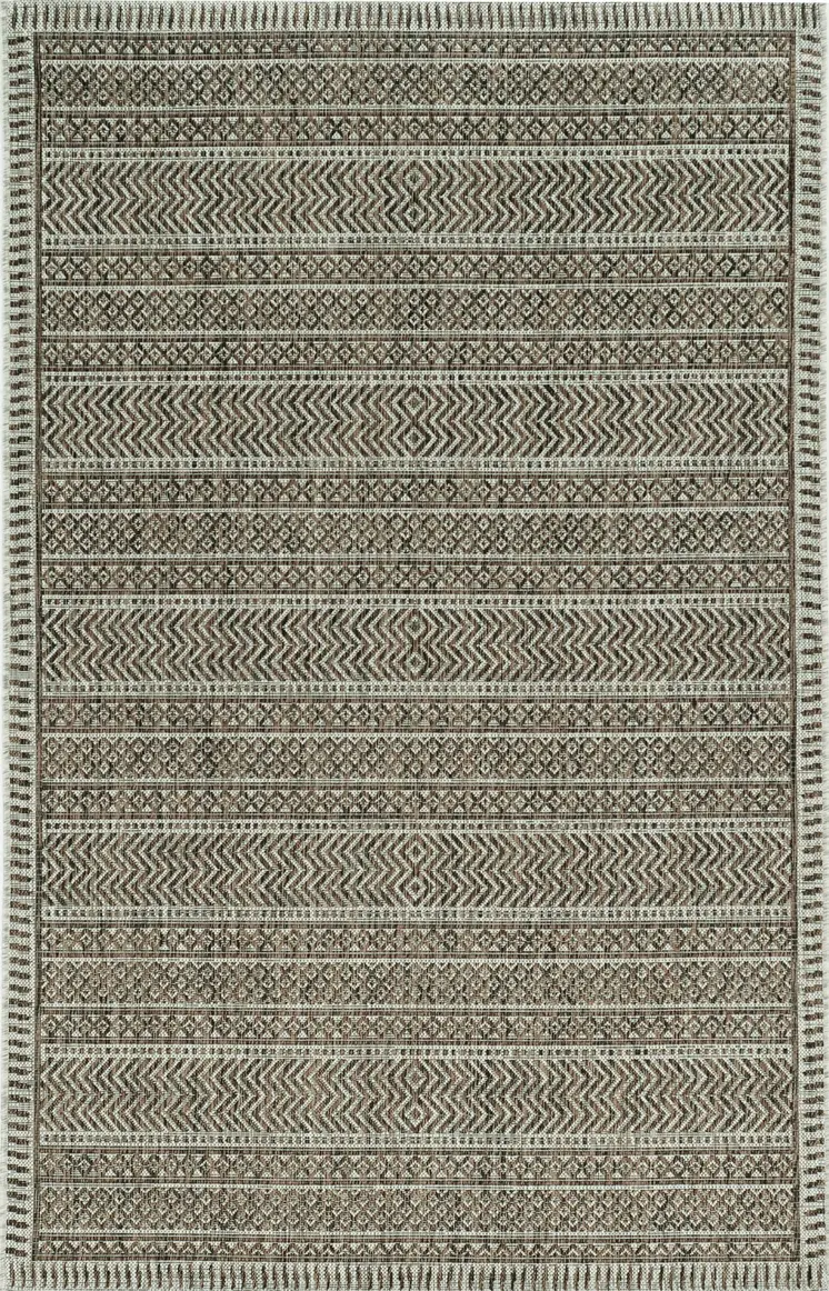 8' X 11' Brown And Ivory Geometric Area Rug