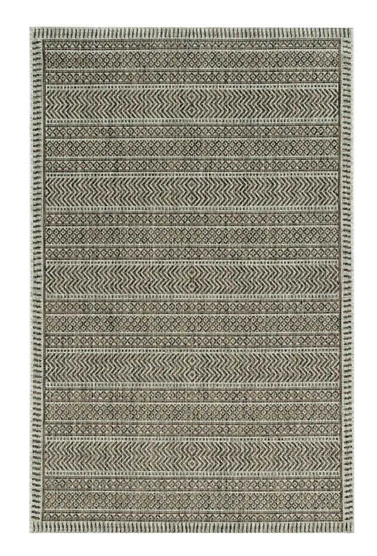 8' X 11' Brown And Ivory Geometric Area Rug