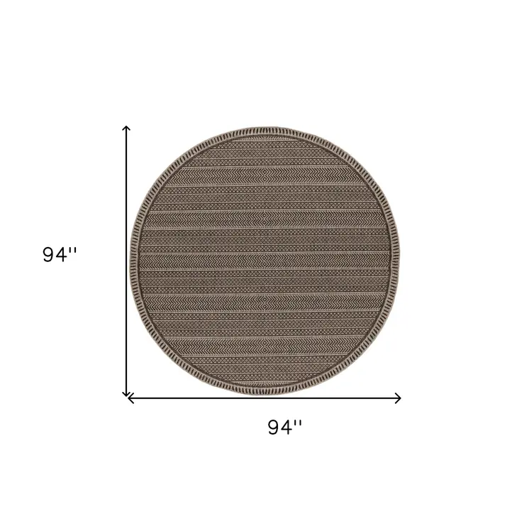 8' Brown Round Southwestern Indoor Outdoor Area Rug