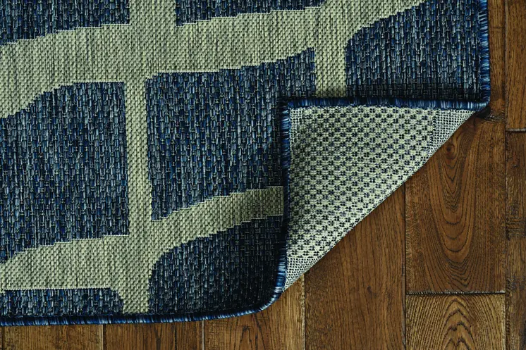 3' X 4' Blue And Gray Abstract Indoor Outdoor Area Rug