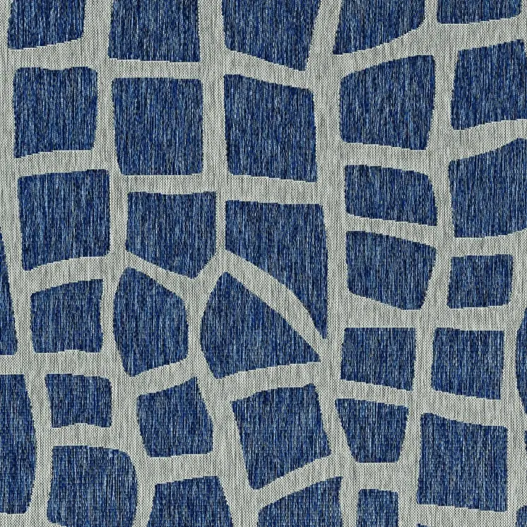 3' X 4' Blue And Gray Abstract Indoor Outdoor Area Rug