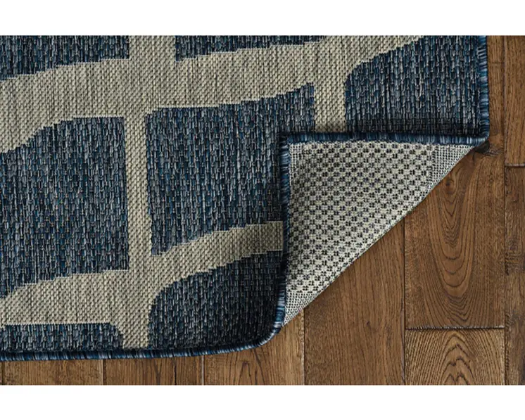 3' X 5' Blue And Gray Abstract Indoor Outdoor Area Rug