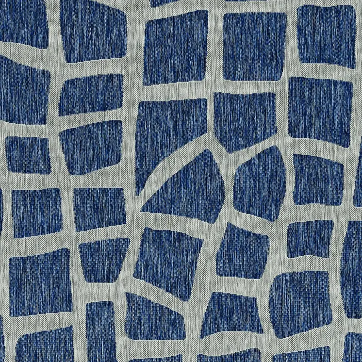 8' X 11' Blue And Gray Abstract Indoor Outdoor Area Rug