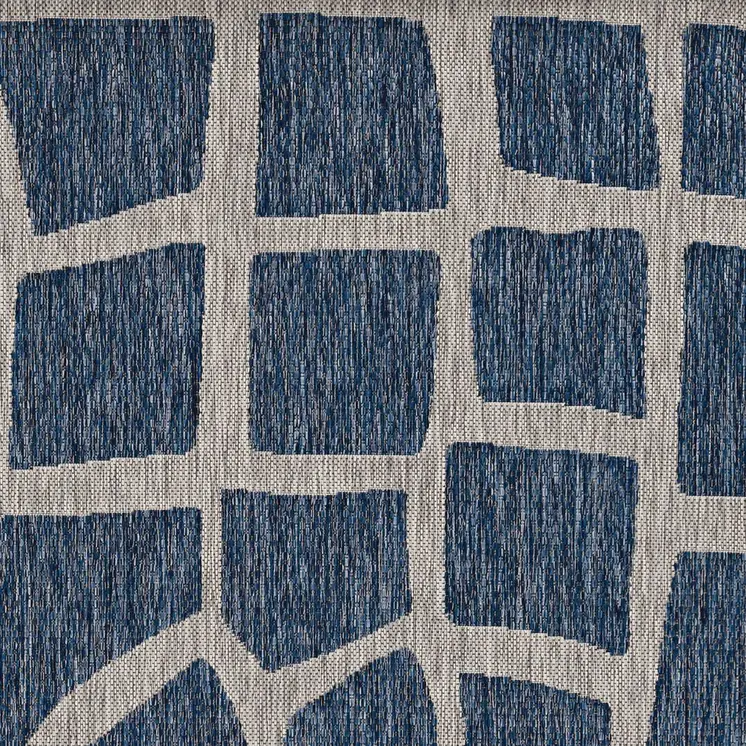 8' Blue And Gray Abstract Indoor Outdoor Area Rug