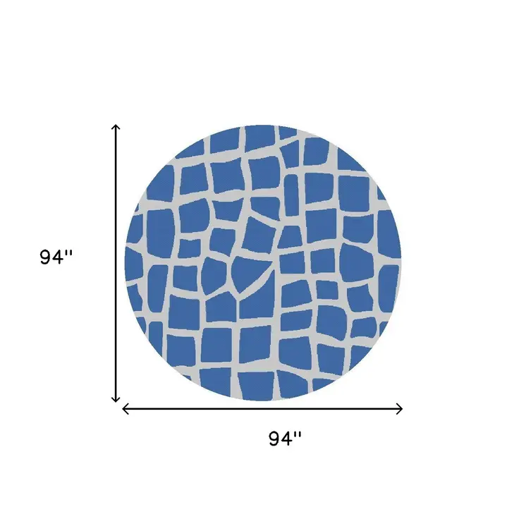 8' Blue And Gray Abstract Indoor Outdoor Area Rug