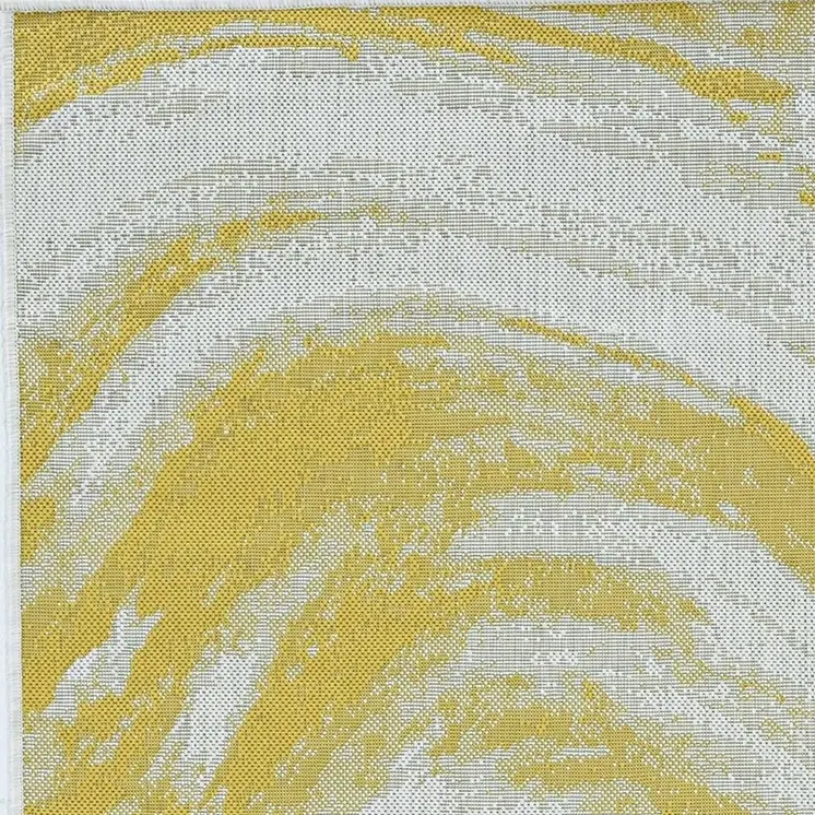 3' X 5' Gold and Ivory Abstract Area Rug