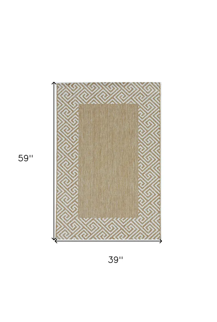 3' X 5' Natural Geometric Area Rug