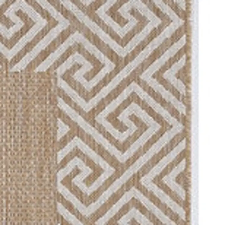 8' X 11' Natural And Beige Geometric Area Rug