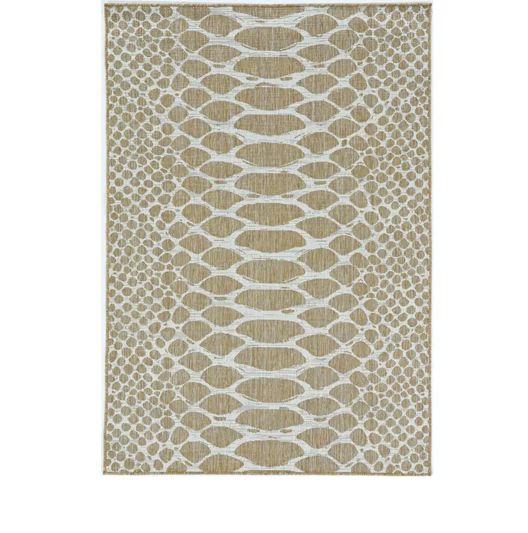3' X 5' Brown And Ivory Abstract Indoor Outdoor Area Rug
