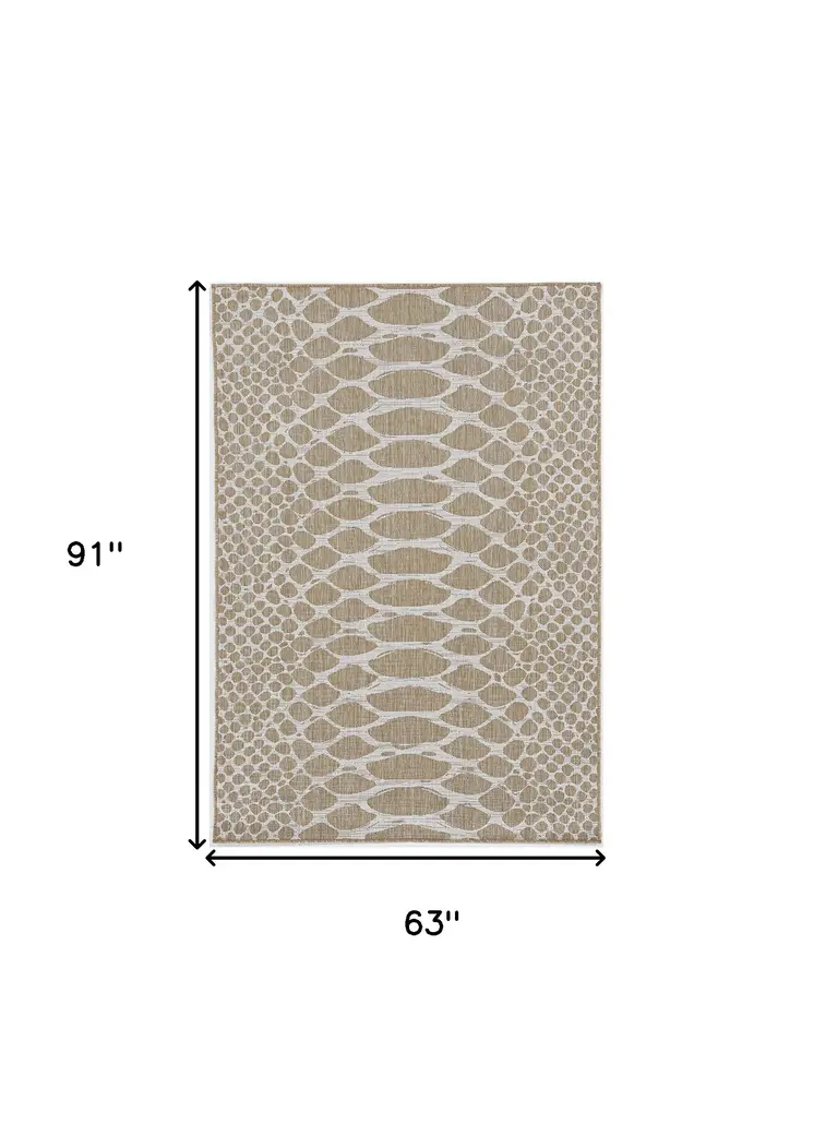 5' X 8' Natural Animal Print Area Rug