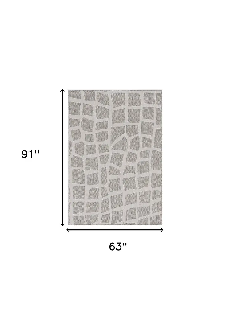 5' X 8' Gray Abstract Indoor Outdoor Area Rug