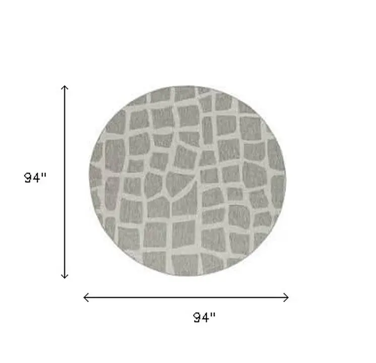 8' Gray Abstract Indoor Outdoor Area Rug