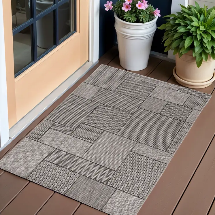 3' X 5' Gray Abstract Indoor Outdoor Area Rug