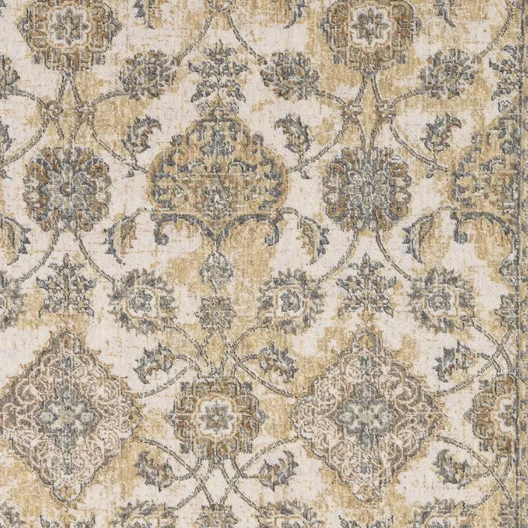 2' X 3' Ivory Wool Floral Vines Area Rug