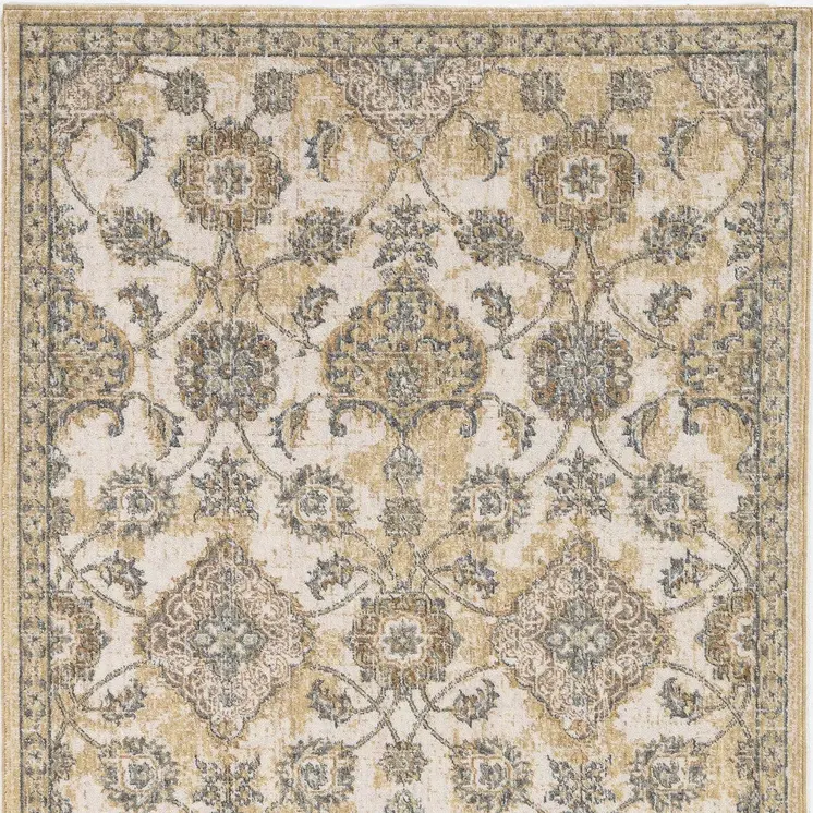 2' X 3' Ivory Wool Floral Vines Area Rug