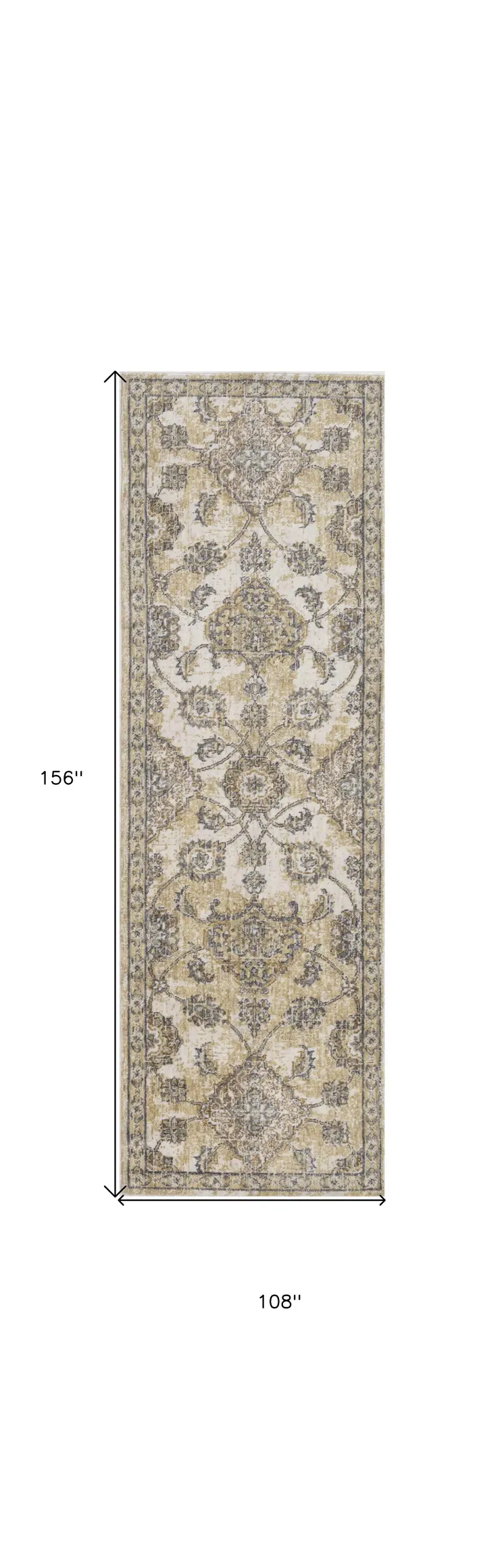 9' X 13' Ivory Beige And Gray Wool Floral Area Rug