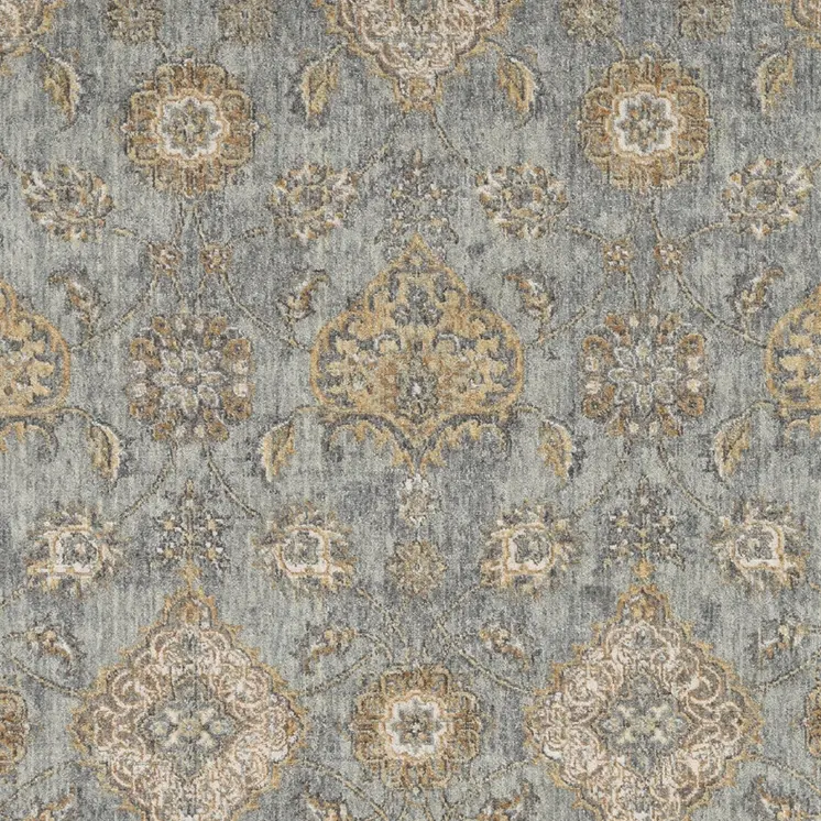 5' X 8' Sage Orange And Gray Wool Floral Distressed Area Rug