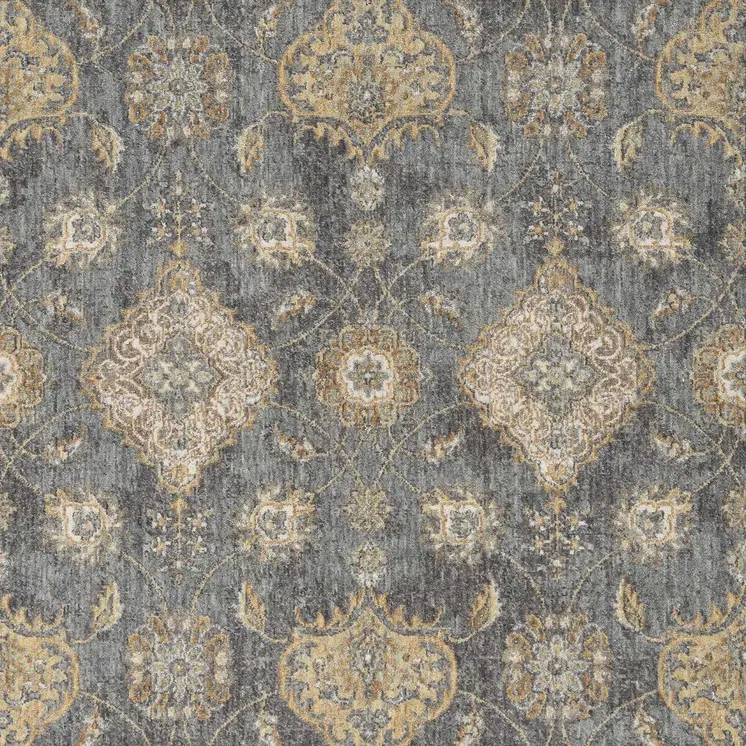 3' X 5' Slate Gray Wool Floral Vines Area Rug