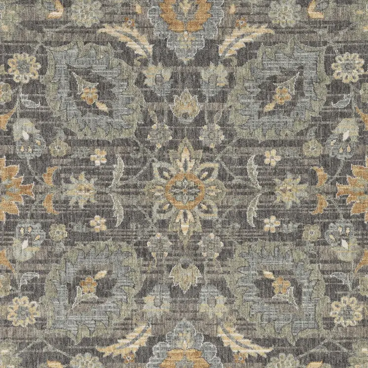 8' Taupe And Orange Wool Floral Distressed Runner Rug