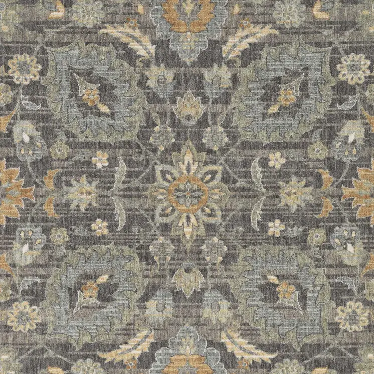 5' X 8' Taupe Orange And Gray Wool Floral Distressed Area Rug