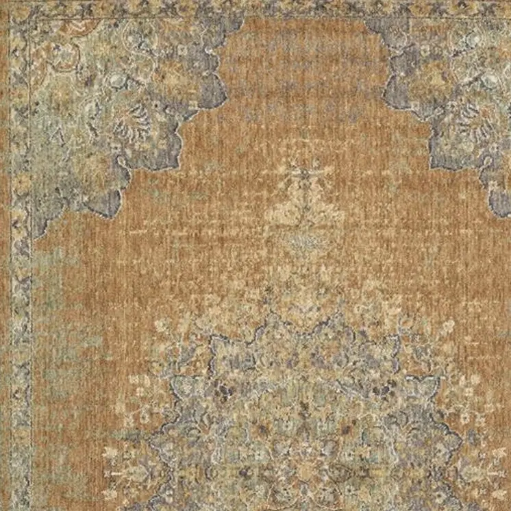 8' X 11' Coffee And Gray Wool Medallion Distressed Area Rug