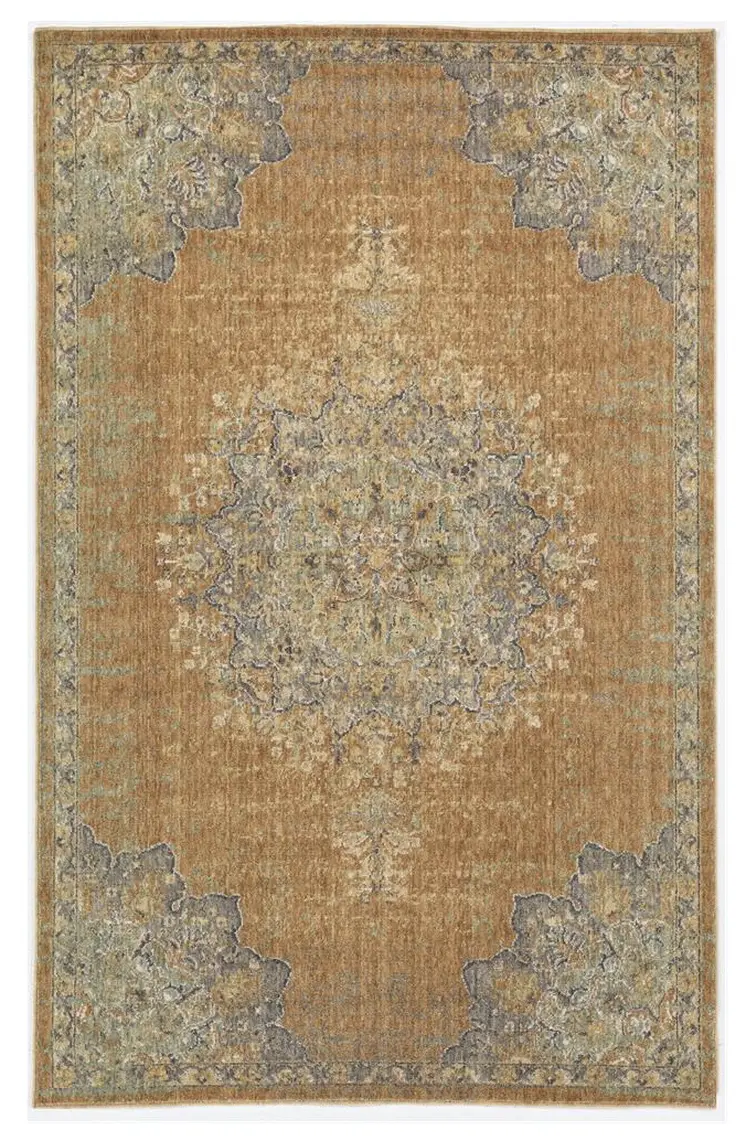 9' X 13' Brown And Gray Wool Medallion Area Rug