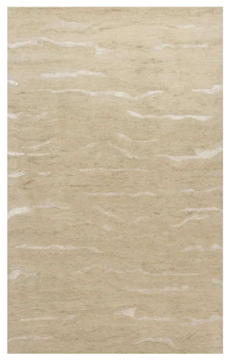 5' X 7' Beige And Ivory Abstract Hand Tufted Area Rug