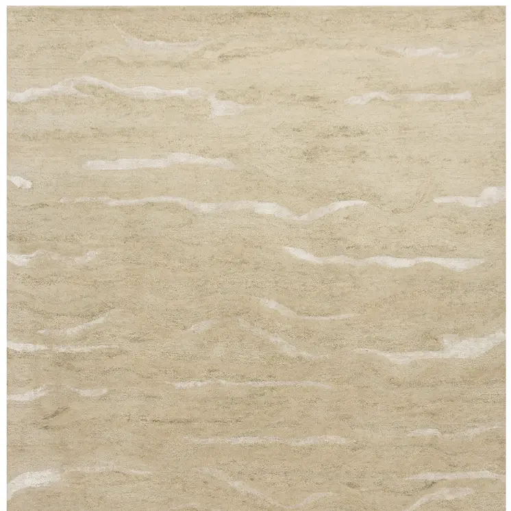 5' X 7' Beige And Ivory Abstract Hand Tufted Area Rug