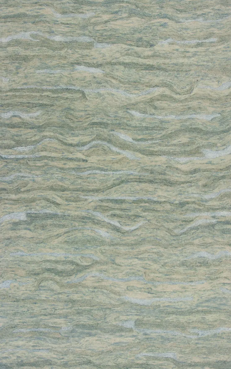 5' X 7' Blue Green And Beige Abstract Hand Tufted Area Rug