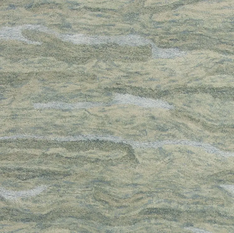 5' X 7' Blue Green And Beige Abstract Hand Tufted Area Rug